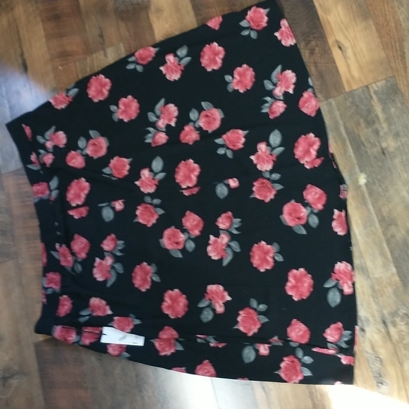 Knee Length Black Skirt with Red Roses - Plus size 3X - Button Front - NWT - Picture 6 of 12